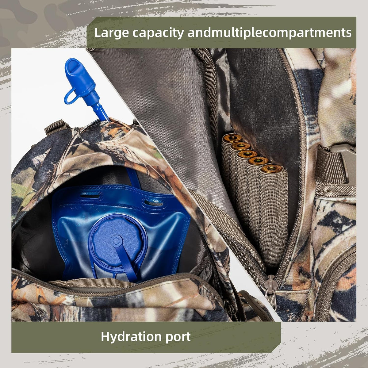 Hunting Backpack for Men Camo Hunting Day Pack for Rifle Bow 35L | Silent fabric, Daypack for Rifle Bow Carry System