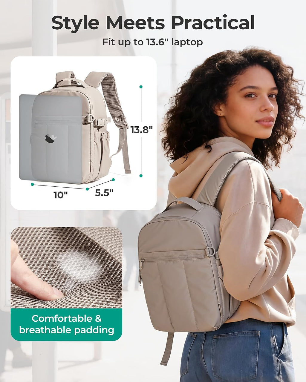 Small Camera Backpack for Women with Laptop Compartment, Black | Puffy Camera Bags for Photographers