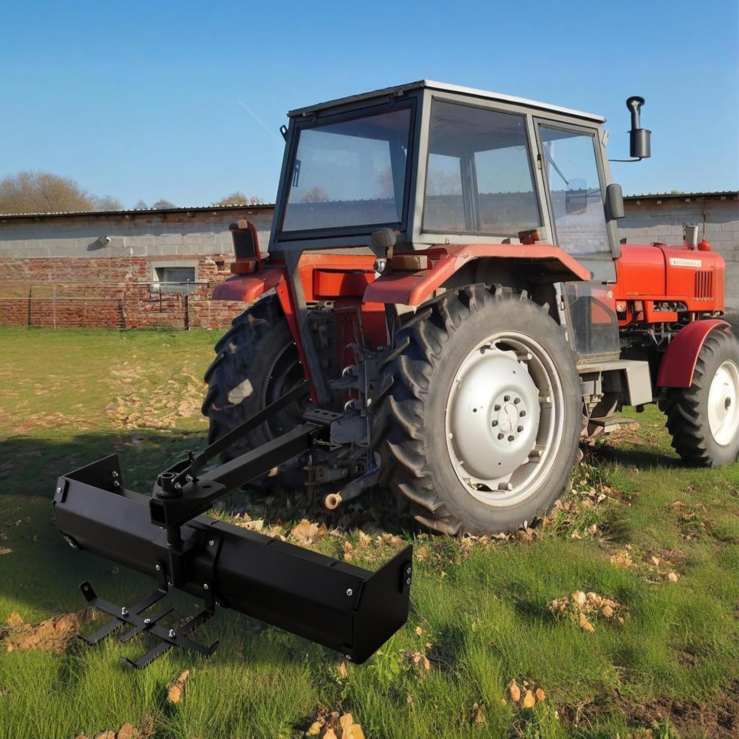 42" Tow Behind Box Scraper for Lawn Tractor, ATV, UTV – Versatile Box Blade Attachment with Hitch and Weight Tray for