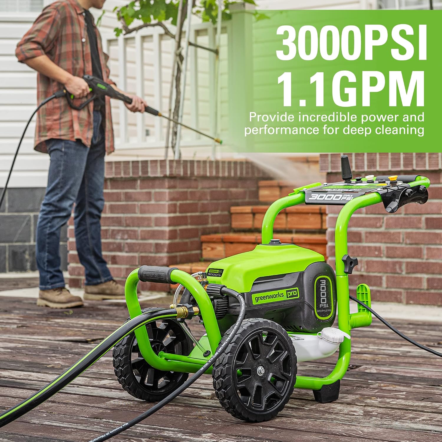 3000 PSI (2.0 GPM Max) Brushless Electric Pressure Washer