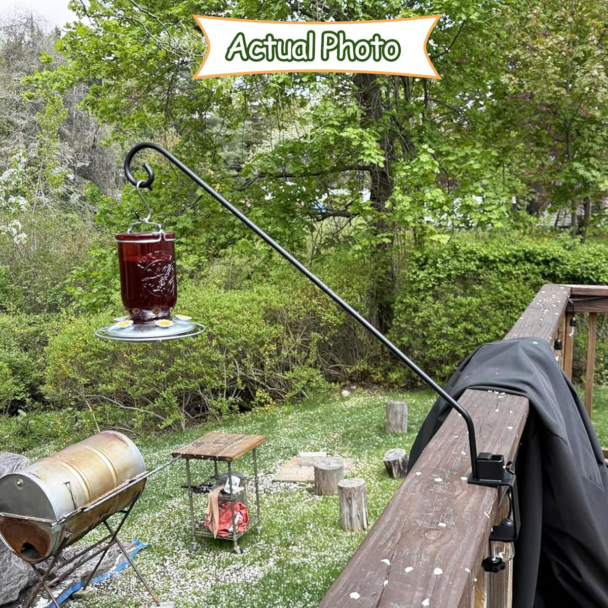 Heavy Duty Deck Hook,Courtyard Decoration,Pole 32”Long Metal Deck Railing Hooks for Hanging Bird