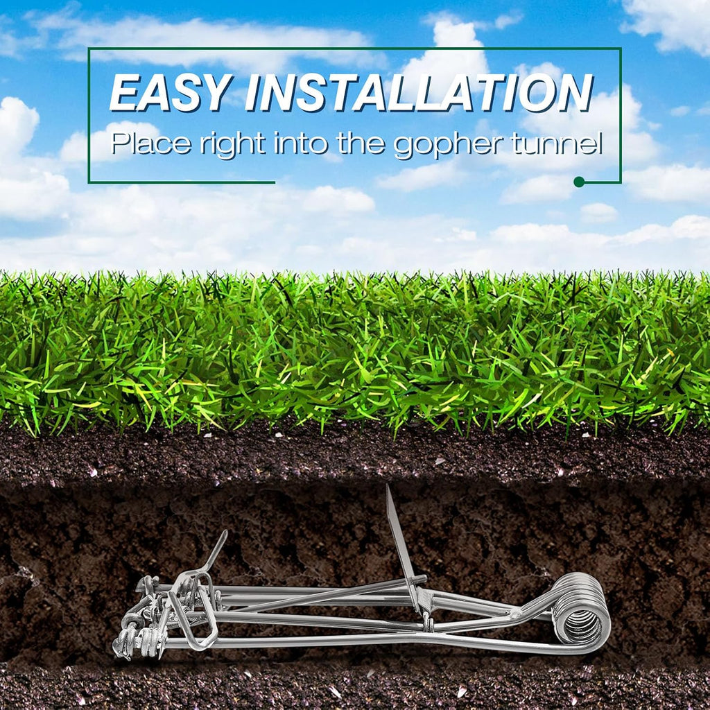16 Pcs Outdoor Gopher Trap Easy Set Mole Trap Weather Resistant Gopher Killer Vole Killer for Lawn Garden Farm (Silver)