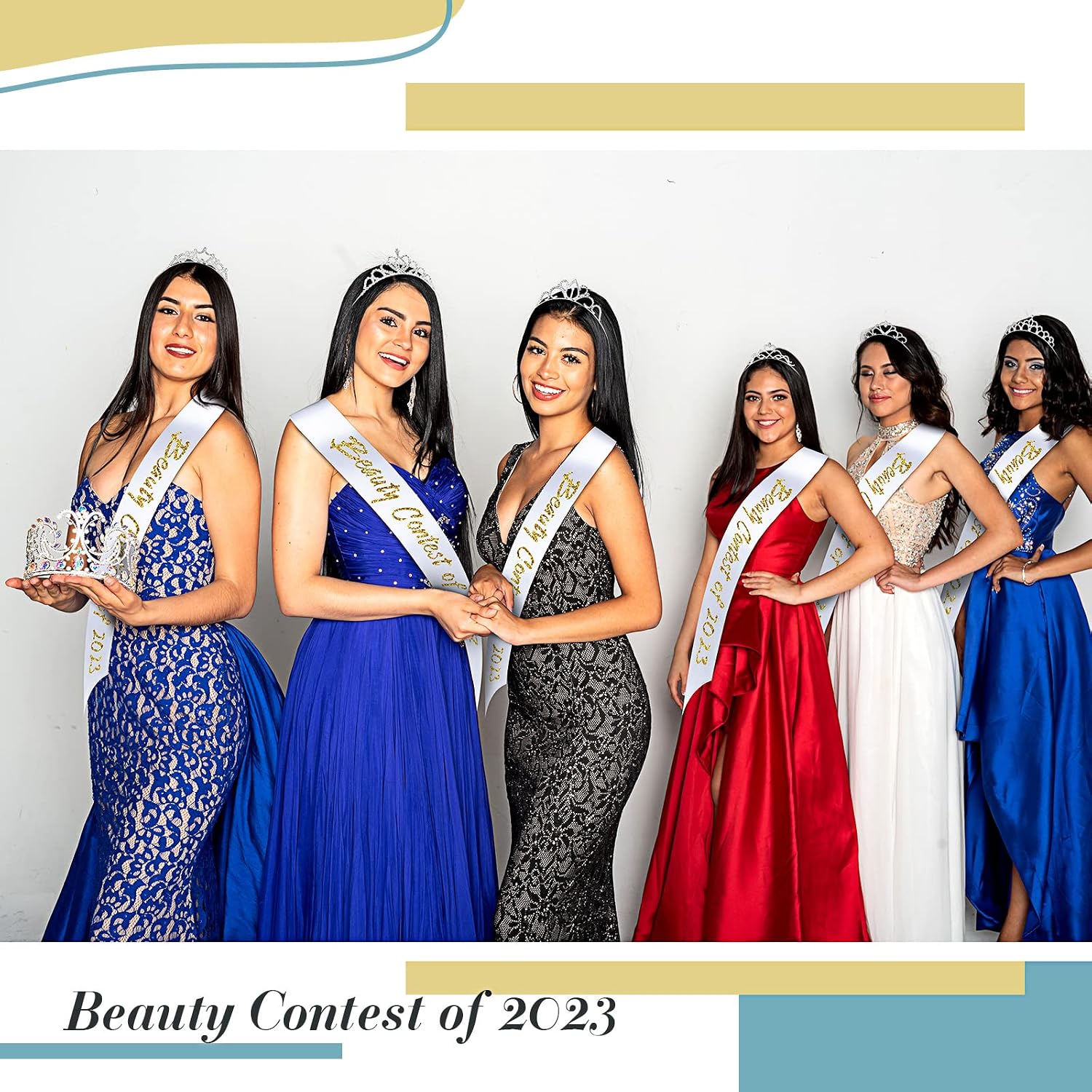 12 Set Crown and Sashes Set Blank Satin Sashes for Pageants Rhinestone Prom Queen Tiara Crown White Blank DIY for