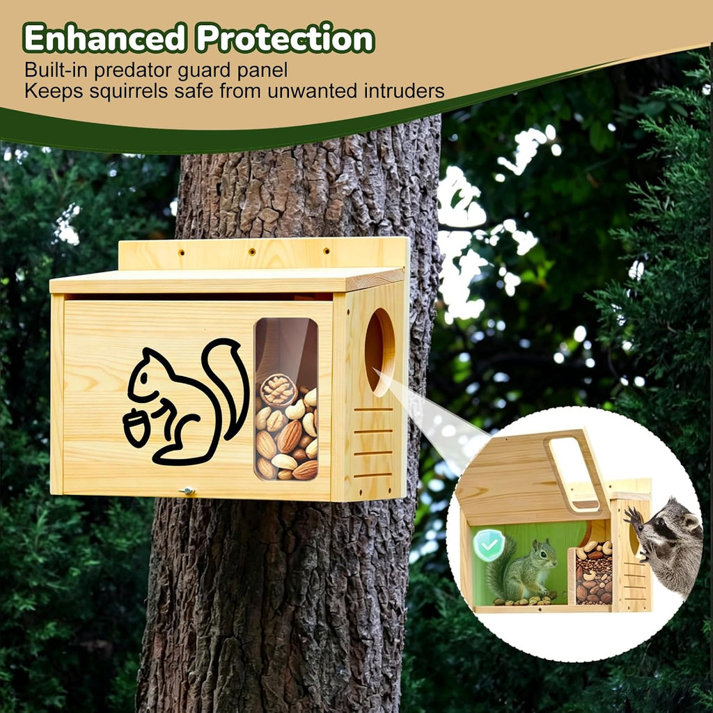 Widened Medium Wooden Squirrel House for Outside