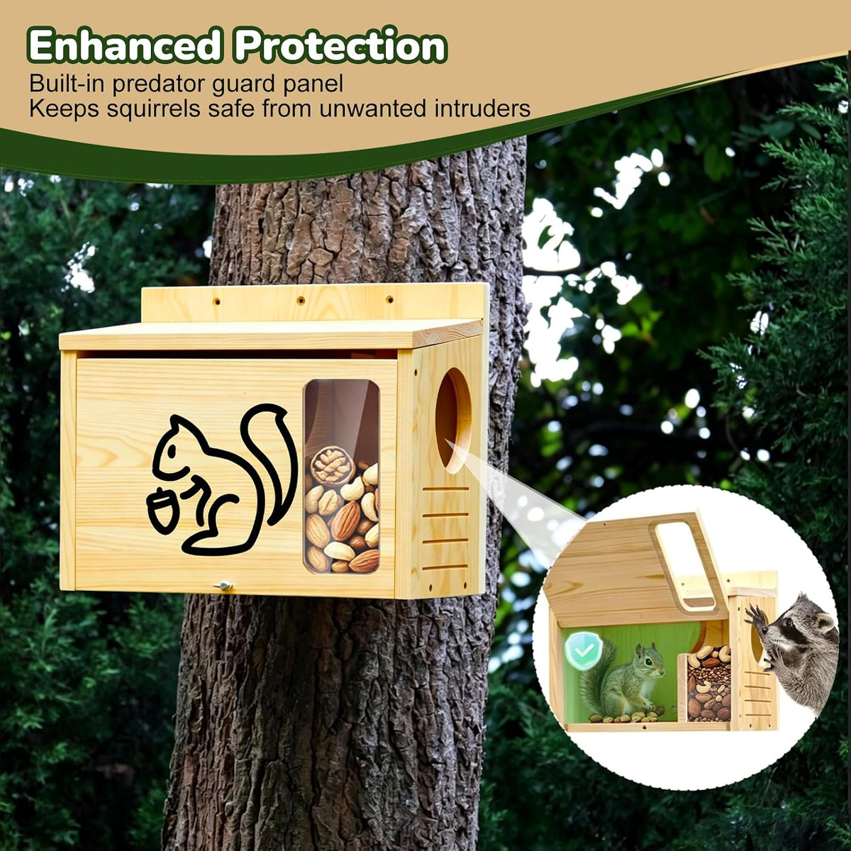 Widened Medium Wooden Squirrel House for Outside