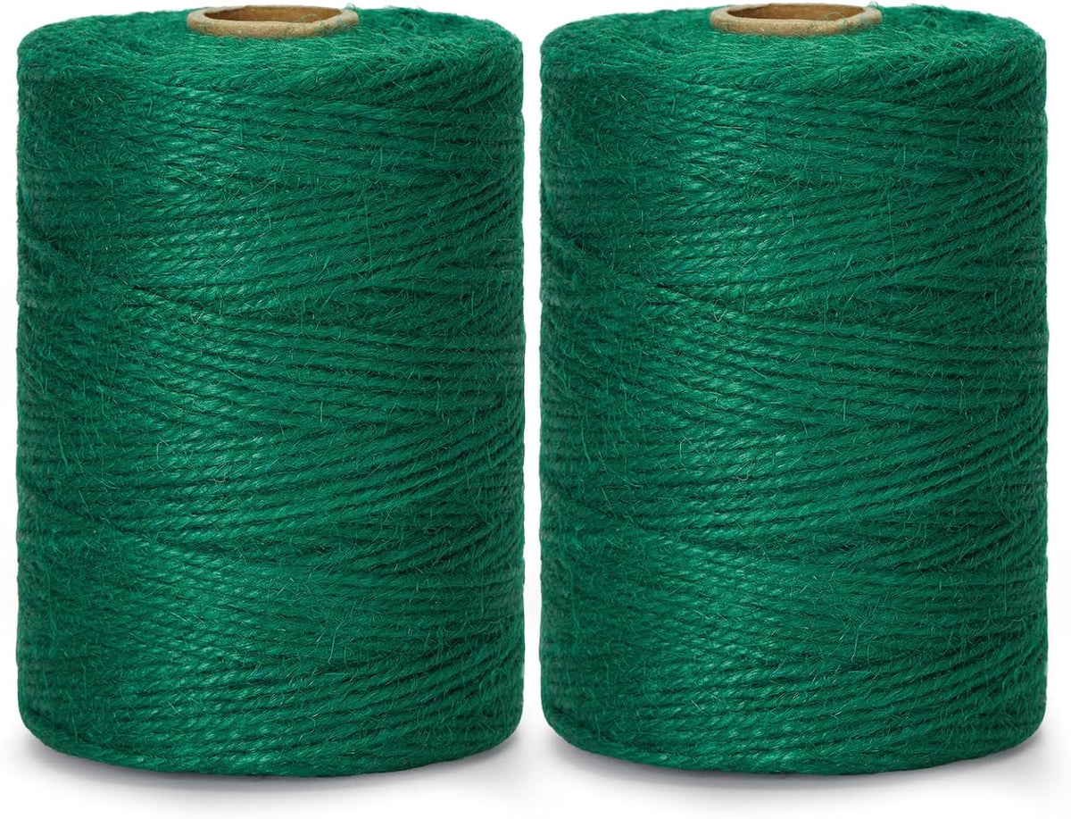 Green Jute Twine String 1312 Feet 2mm for Crafts Gift Wrapping
