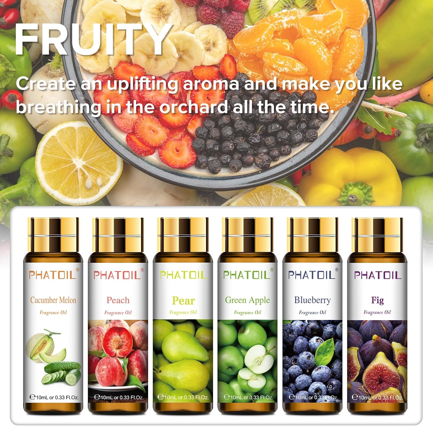 Fruit Fragrance Oil Set for Diffusers for Home, Soap Candle Making | Refresh Space, Aromatherapy, DIY Air Freshener