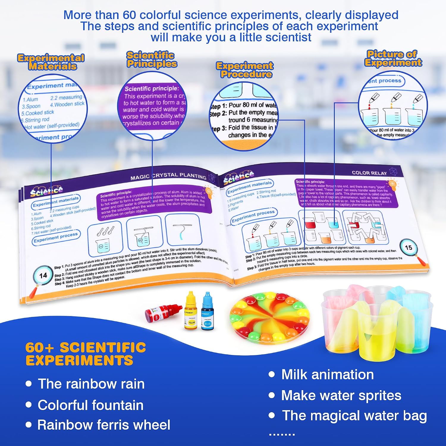 Science Kit for Kids,80 Science Lab Experiments,Scientist Role Play | STEM Educational Learning Scientific