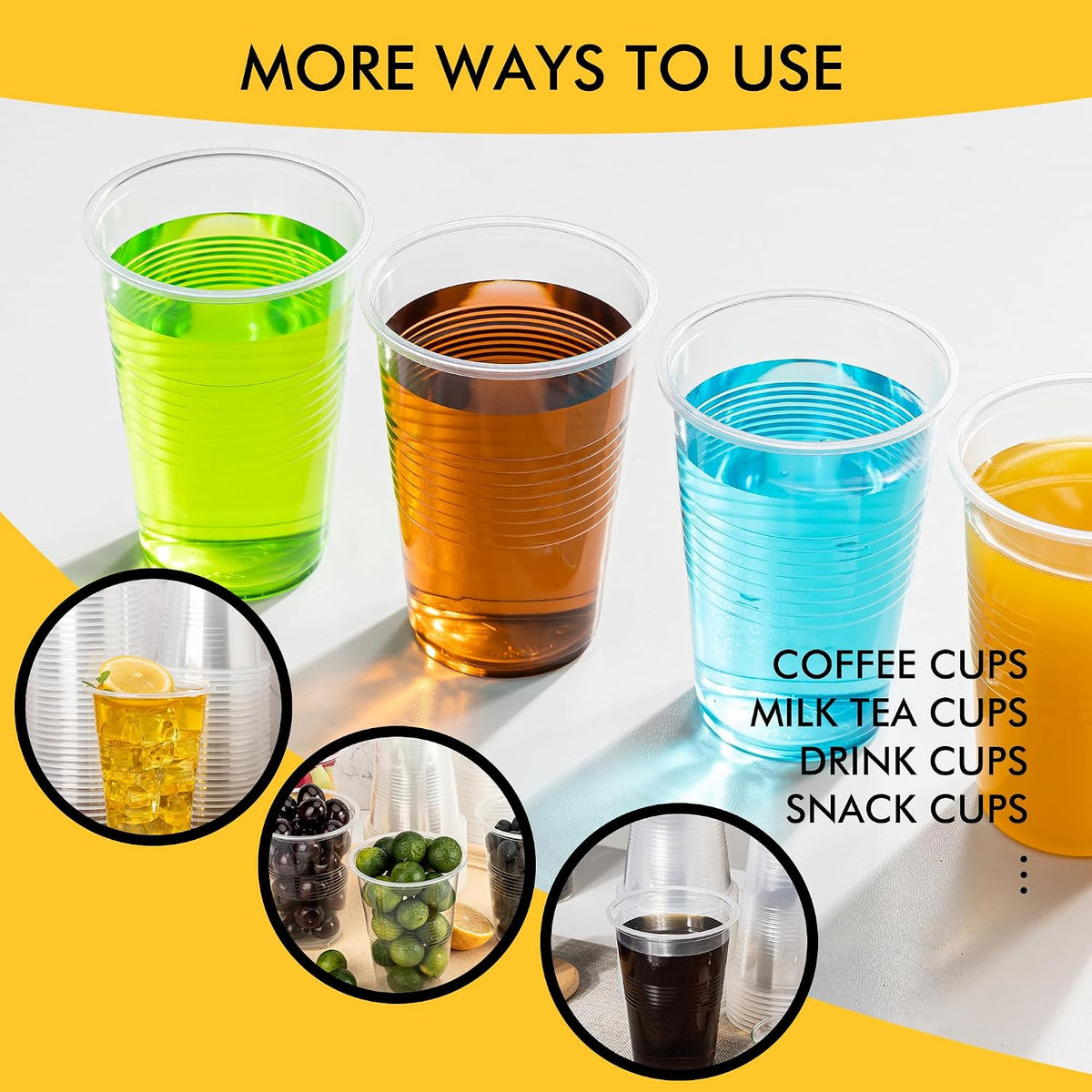 500 Pack 9 oz Plastic Cups, Clear Disposable Plastic Cups Bulk, Cold Drinking Party Cup, Transparent for Wedding