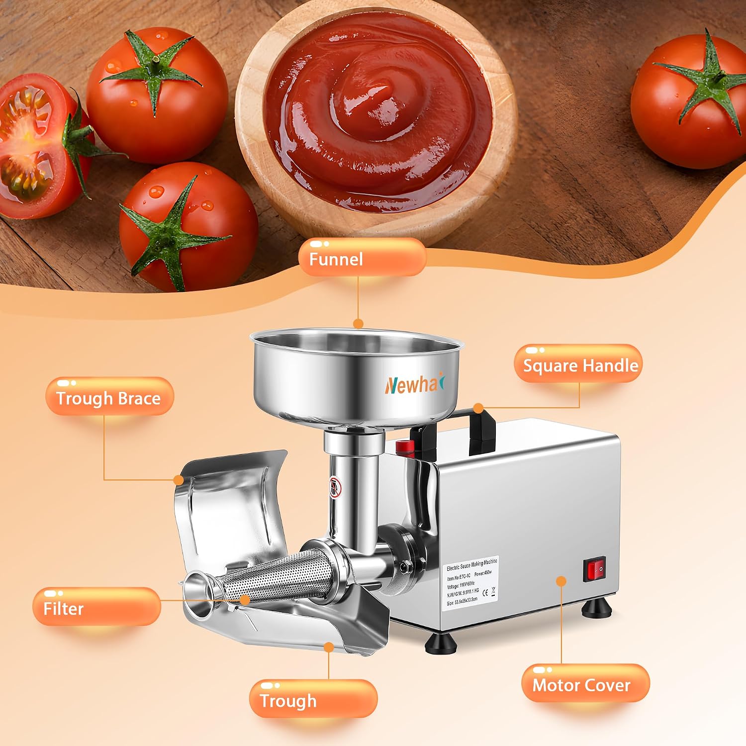 Electric Tomato Strainer, Commercial Milling Machine Sauce Maker