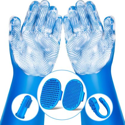 6 Pcs Pet Grooming Kit for Dogs, Cats and Horses | Dog Washing Gloves | Cleanroom Gloves | Dog Bath Brush | Dog Bath