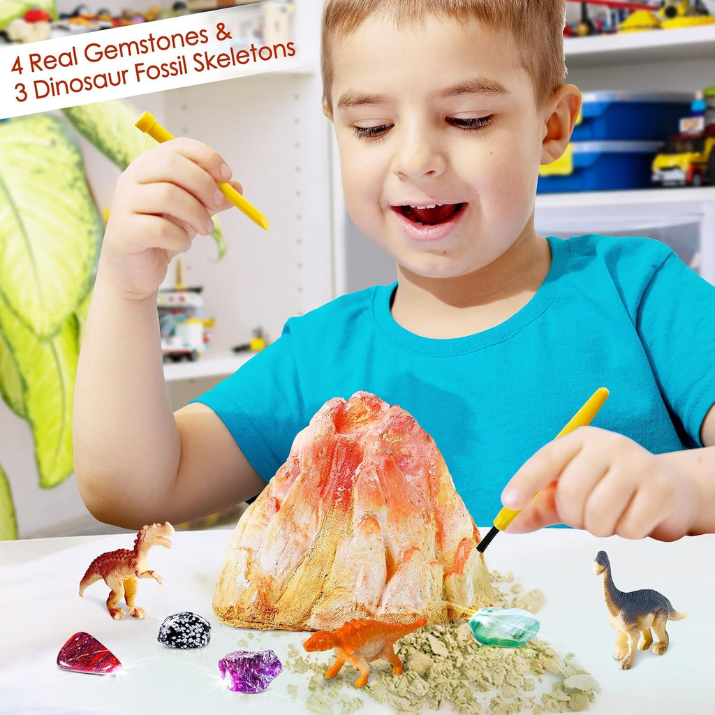 Erupting Volcano Science Kit for Kids | Gemstone Donosaur Dig Volcano, Snow Eruption Volcano, Chemistry Experiment