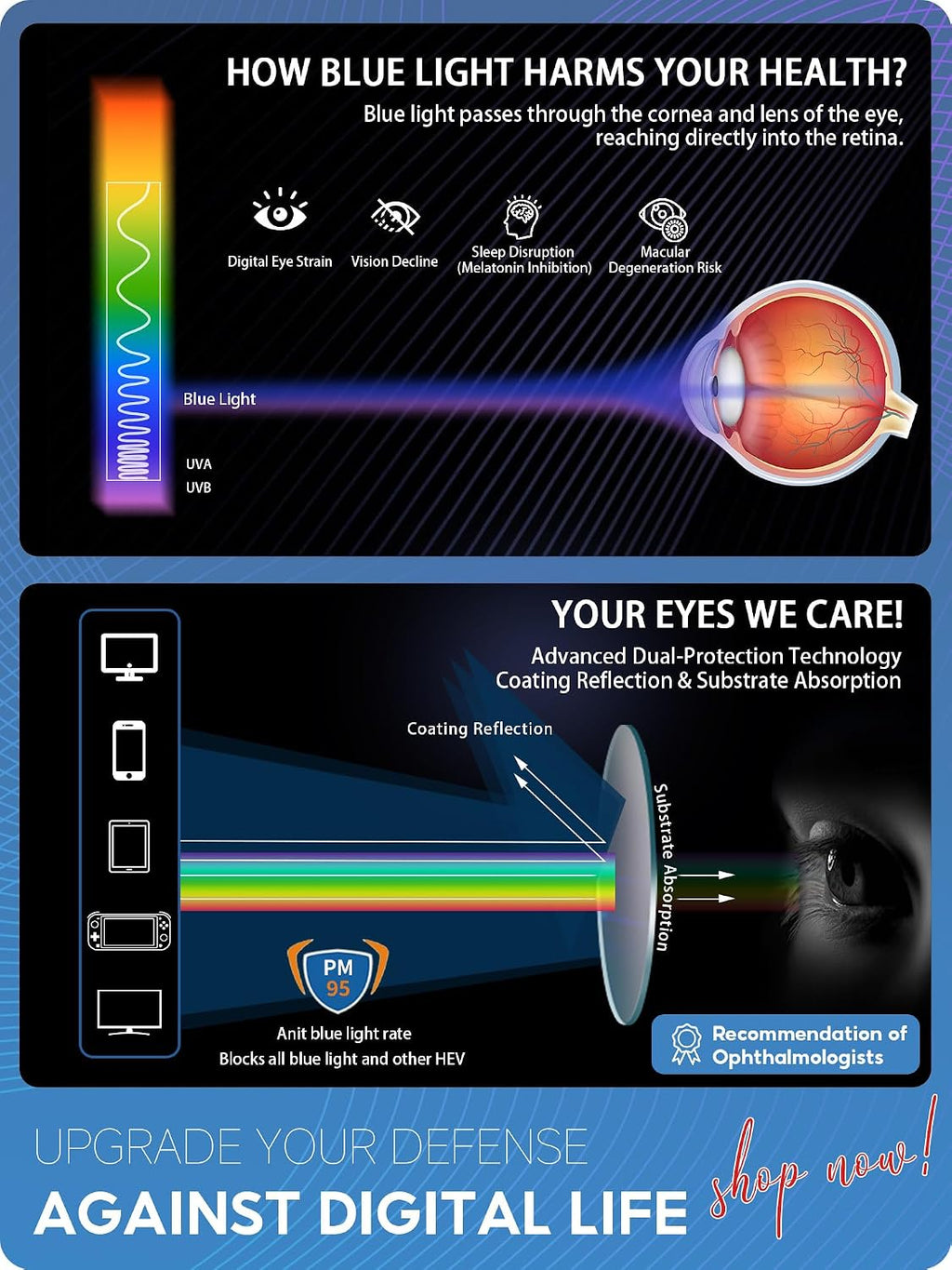 Blue Light Glasses For Women Men Computer Screen Glasses Blue | Blue Light Blocking, Computer Glasses, Blue Frame