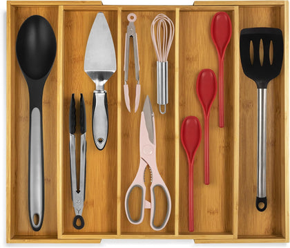 Kitchen Drawer Organizer - Expandable Utensil Drawer Organizer for Kitchen, Cutlery Tray & Silverware Organizer, 3-5