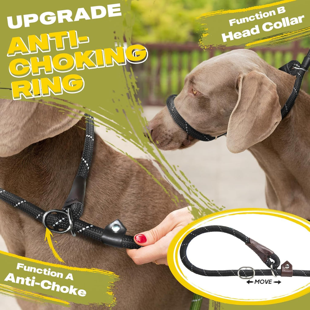 Durable Slip Lead Dog Leash, 6 FT x 1/2" Heavy Duty Dog Loop Leashes, Comfortable Strong Rope Slip Leash for Large