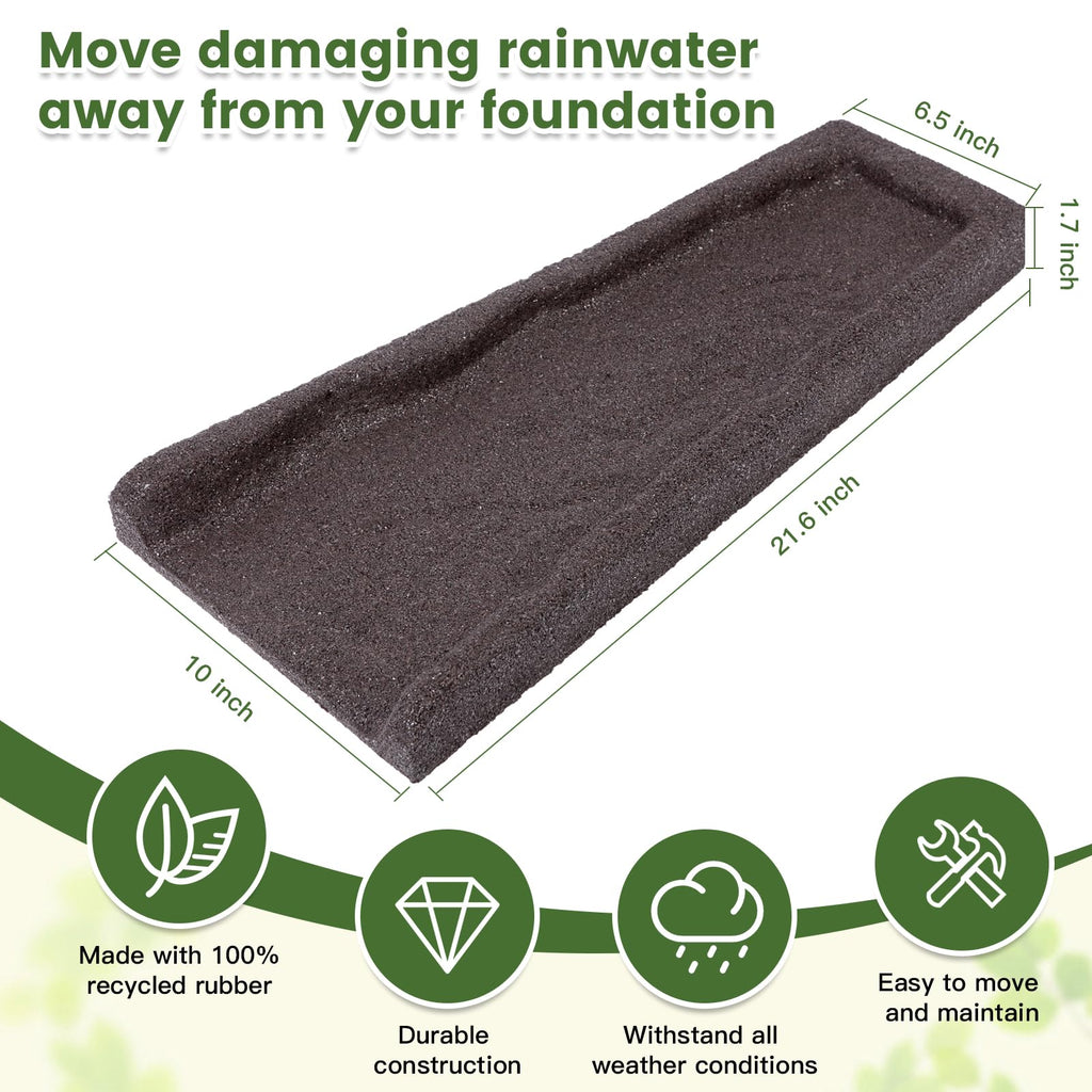 2 Pack Rubber Downspout Splash Block Rain Gutter Down Spout Drain Trays Brown