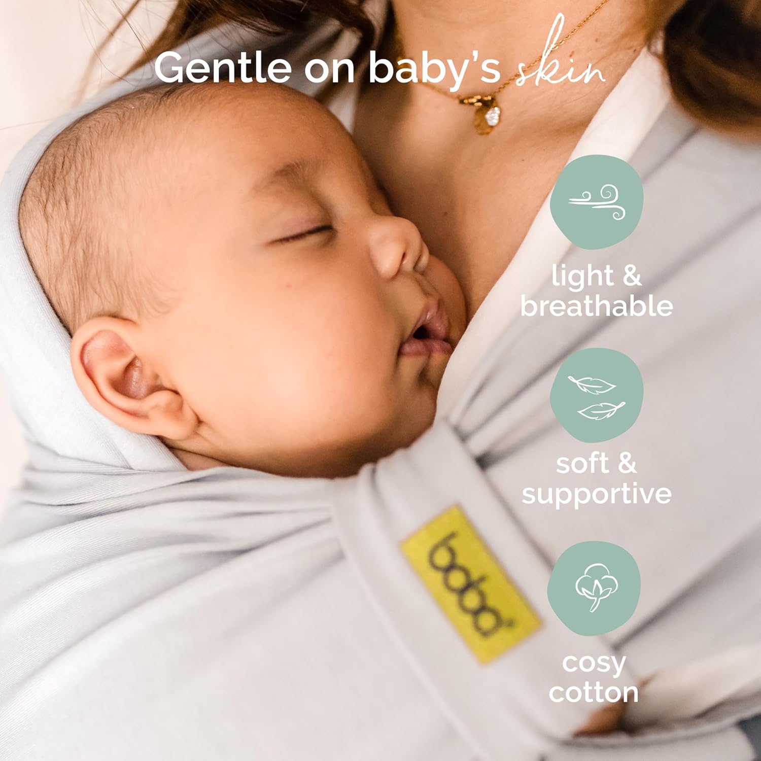 Bliss Pre-Wrapped Baby Wrap Carrier, Newborn Sling, Gray | Stretchy Hybrid Sling that slips on in seconds, no tying