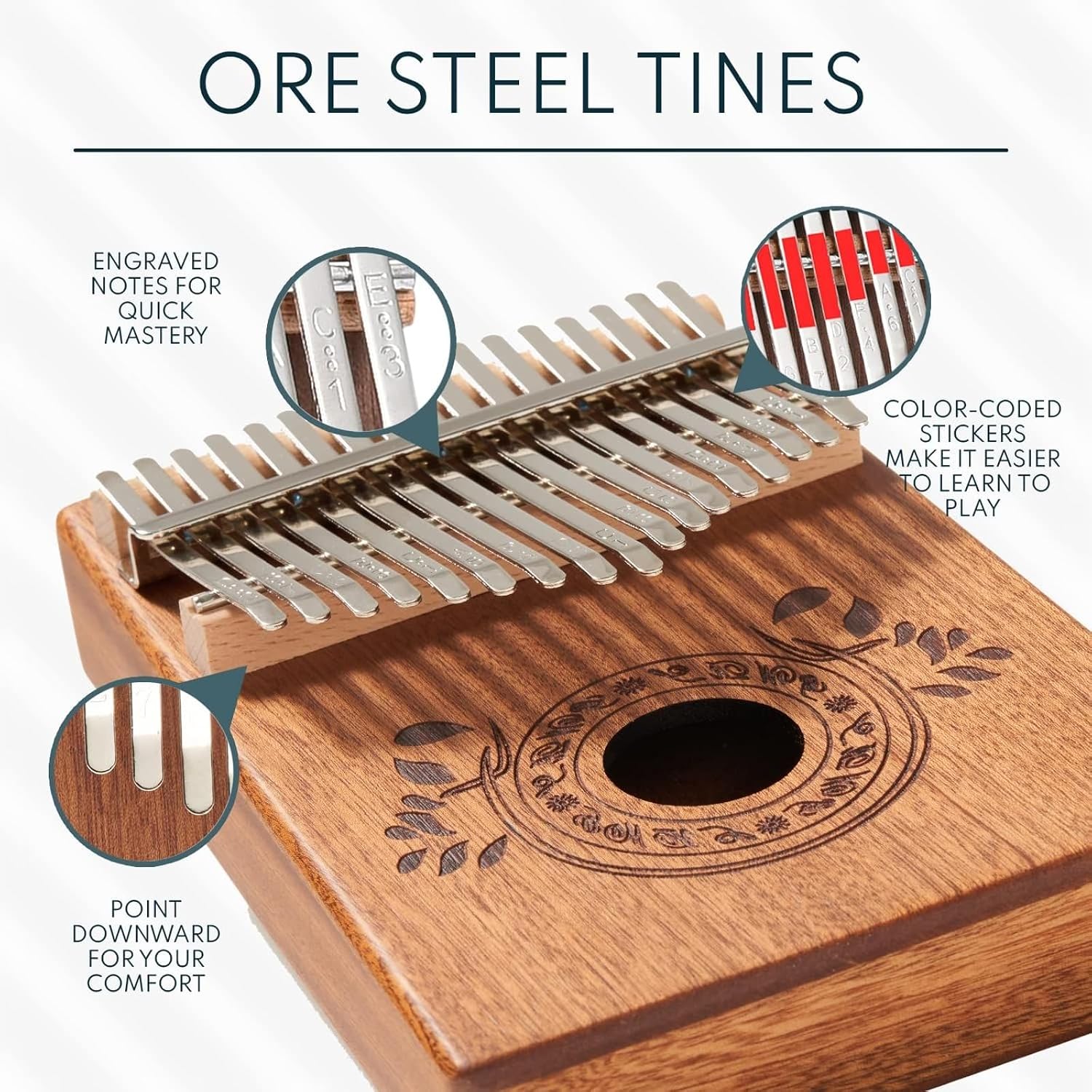 17-Key Kalimba Thumb Piano - Portable Mahogany Percussion Mbira Instrument - Beginner Tuning Set, Music Instruments