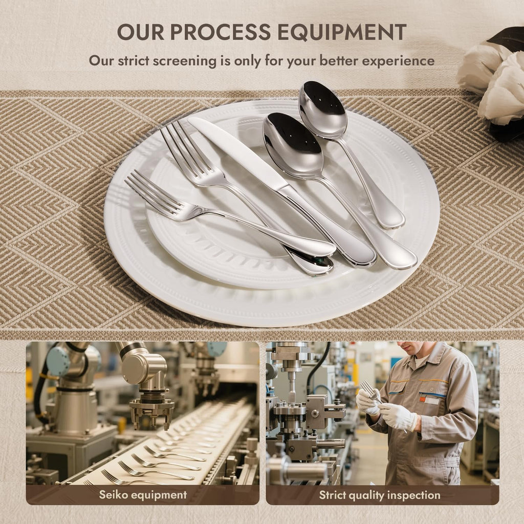 18/10 Stainless Steel Silverware Set for 12, 60 Piece Teardrop Flatware Set