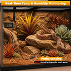 Dual-Head Reptile Heat Lamp Bundle, 24H Cycle Timer & Hygrothermograph