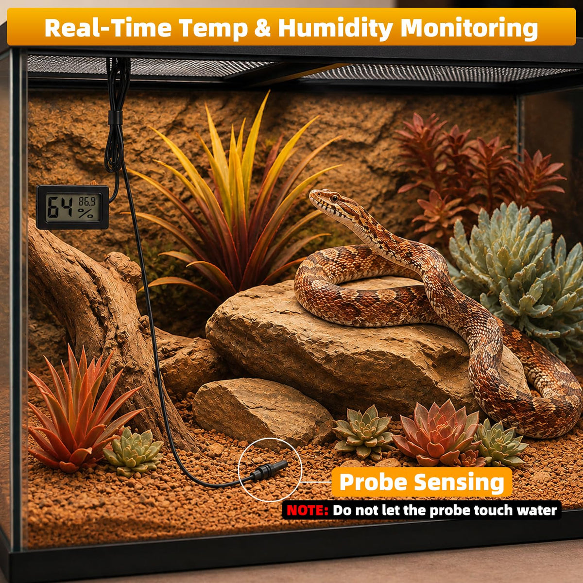 Dual-Head Reptile Heat Lamp Bundle, 24H Cycle Timer & Hygrothermograph