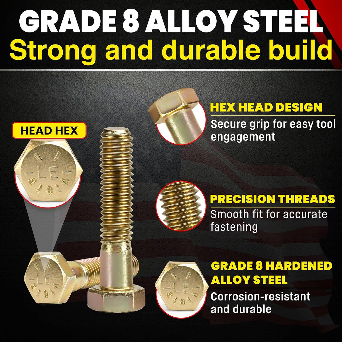 Chenango Supply 5/16-18 x 1-1/2" Grade 8 Hex Head Bolts
