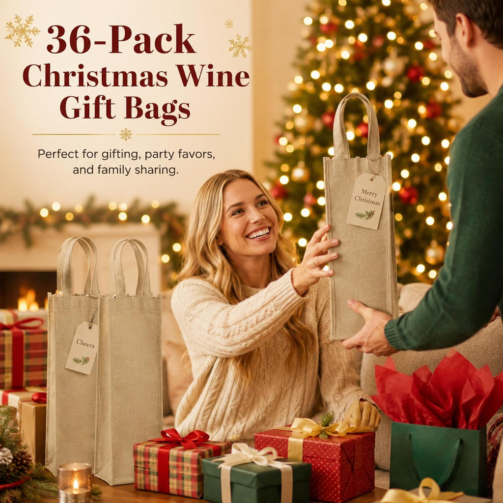 36 Pcs Wine gift Bags Single Bottle Non-woven Reusable,‌khaki‌