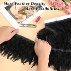 Black Thicker Feathers Trim,2 Yards 4-6 Inch