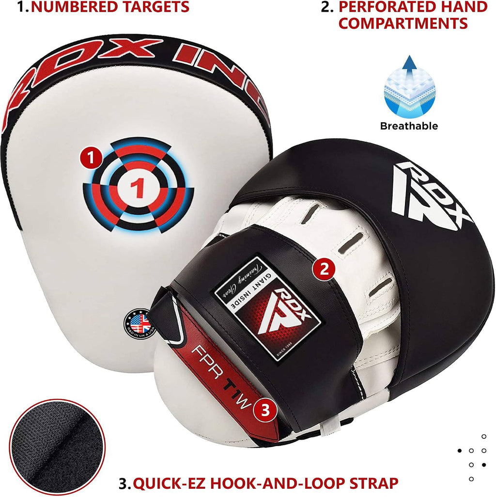 Boxing Pads Focus Mitts, Maya Hide Leather Curved Hook and Jab Target Hand Pads, Great for MMA, Kickboxing, Martial