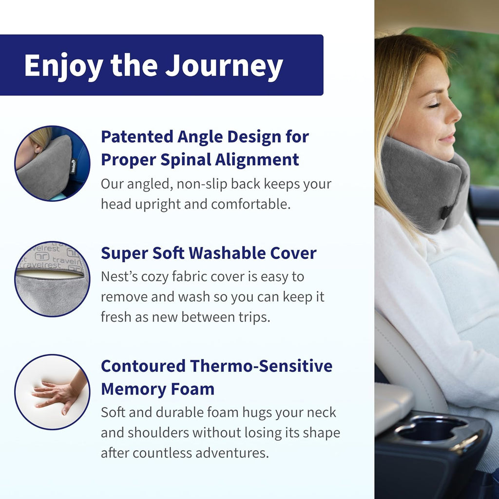 Sleep Neck Pillow Travel - Travel Essentials, Memory Foam, Neck Support Pillow for Long Flight, Plane Sleeping