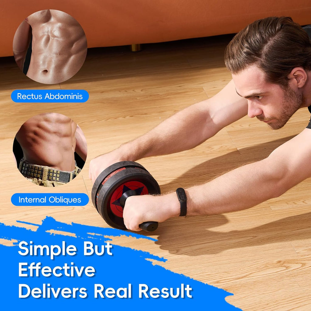 Ab Roller Wheel for Abs Workout - Abdominal Exercise Equipment with 2 Knee Pads for Home Gym, Core Strength Training