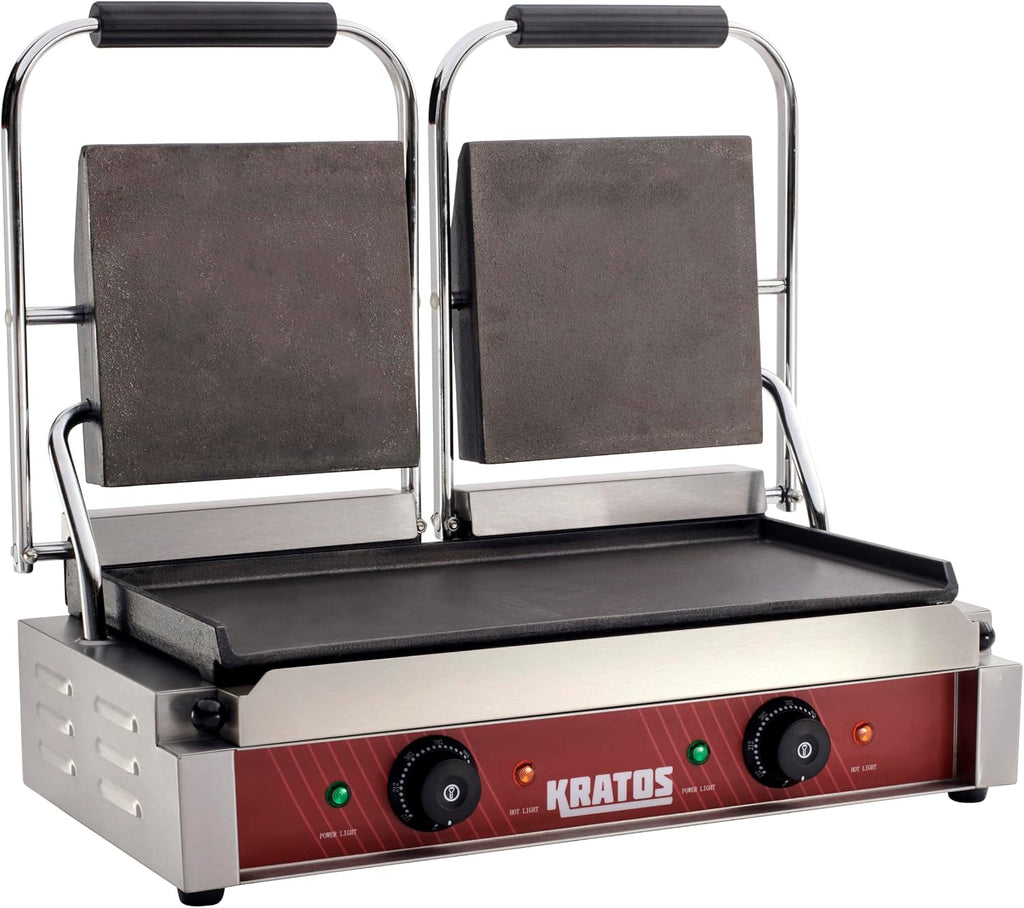Commercial Electric Panini Sandwich Grill with Smooth Plates