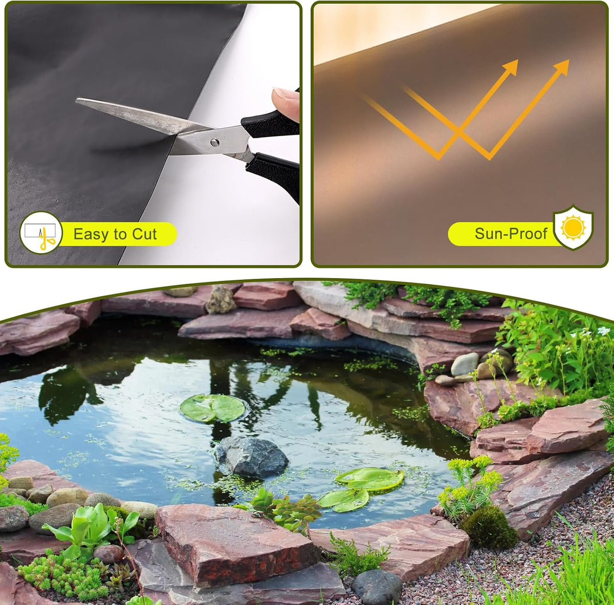 7 X 10 FT Pond Liner, 20 Mil HDPE Pond Liners for Outdoor Ponds