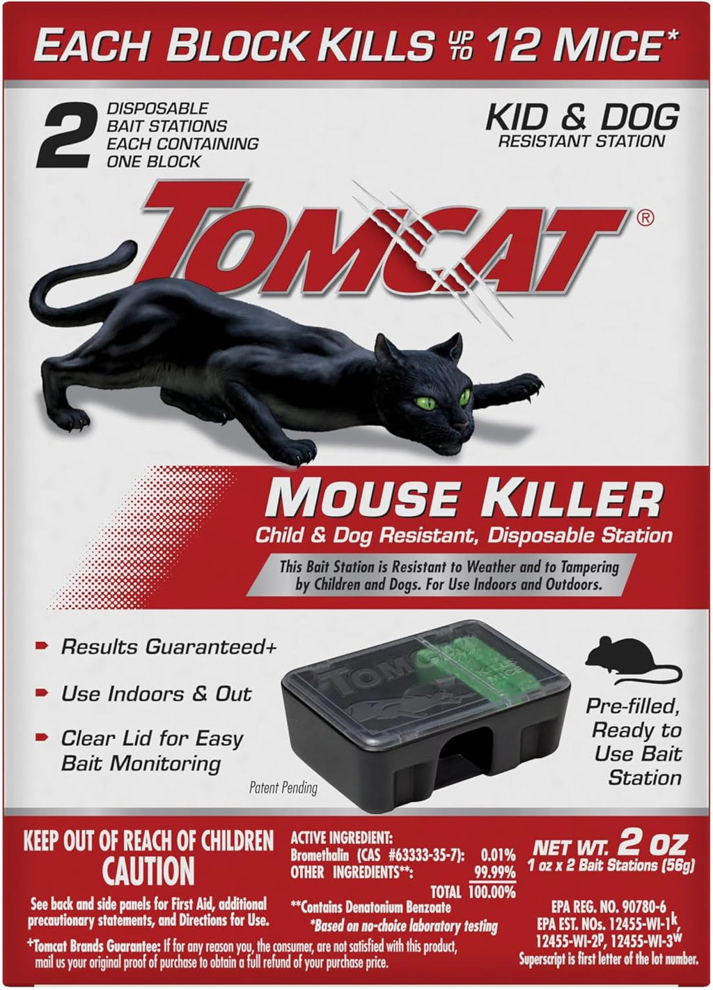 Mouse Killer, Child & Dog Resistant, Disposable Station, 2 Stations | Indoor/Outdoor Use, Easy Monitoring, 2