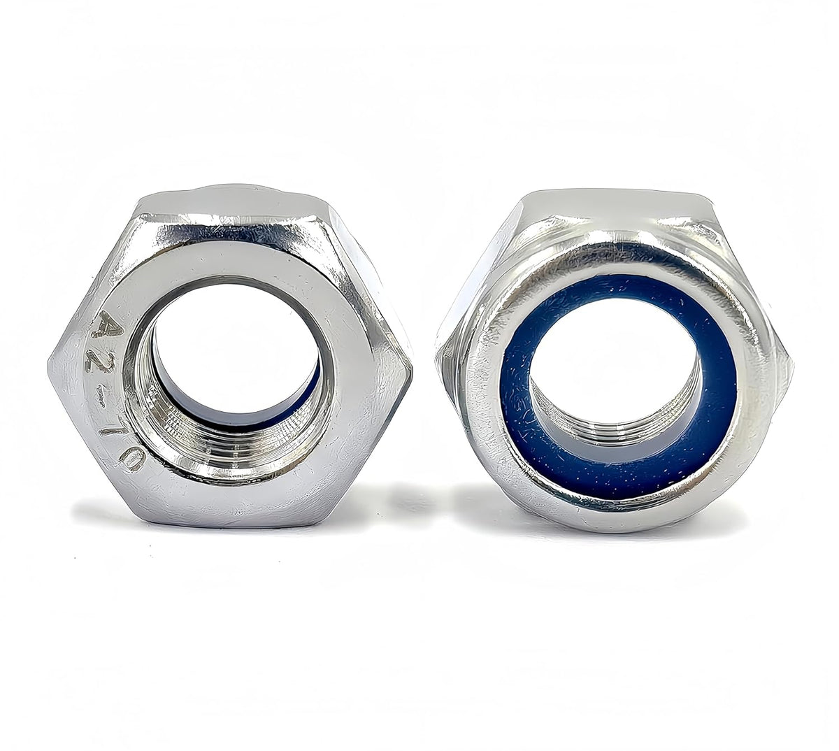 20Pcs M10 x 1mm Nylon Insert Hex Lock Nuts, 304 Stainless Steel Locknuts,Silver Tone (M10x1)