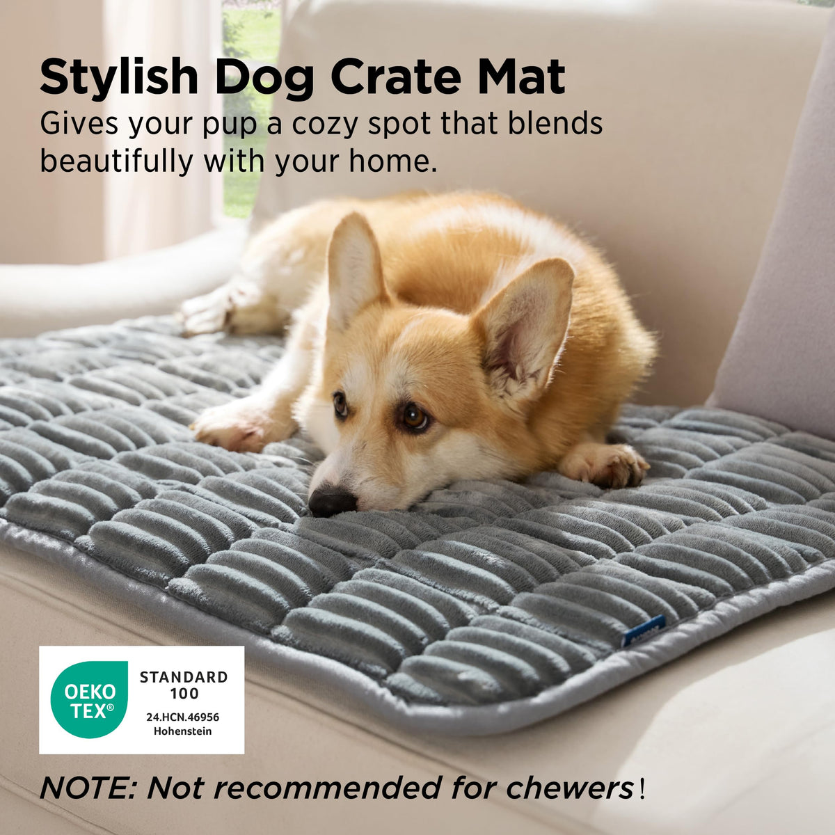 ComfyFleece Washable Dog Crate Pad,Soft Thin Medium Pet Mat,30"