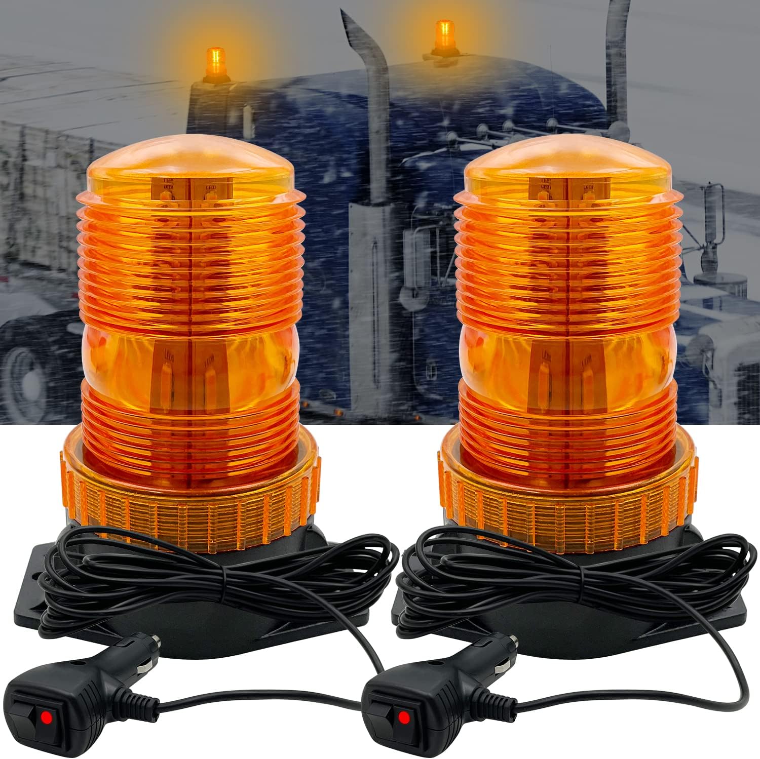 LED Strobe Light, 12V-24V Warning Emergency Safety Flashing Beacon Lights with Magnetic and 16.4 ft Straight Cord