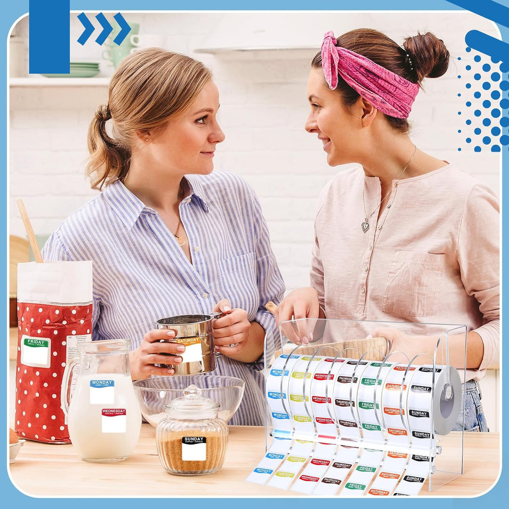 7000 Pcs Day of The Week Labels Food Labels with Adjustable Label Dispenser Monday Through Sunday Management