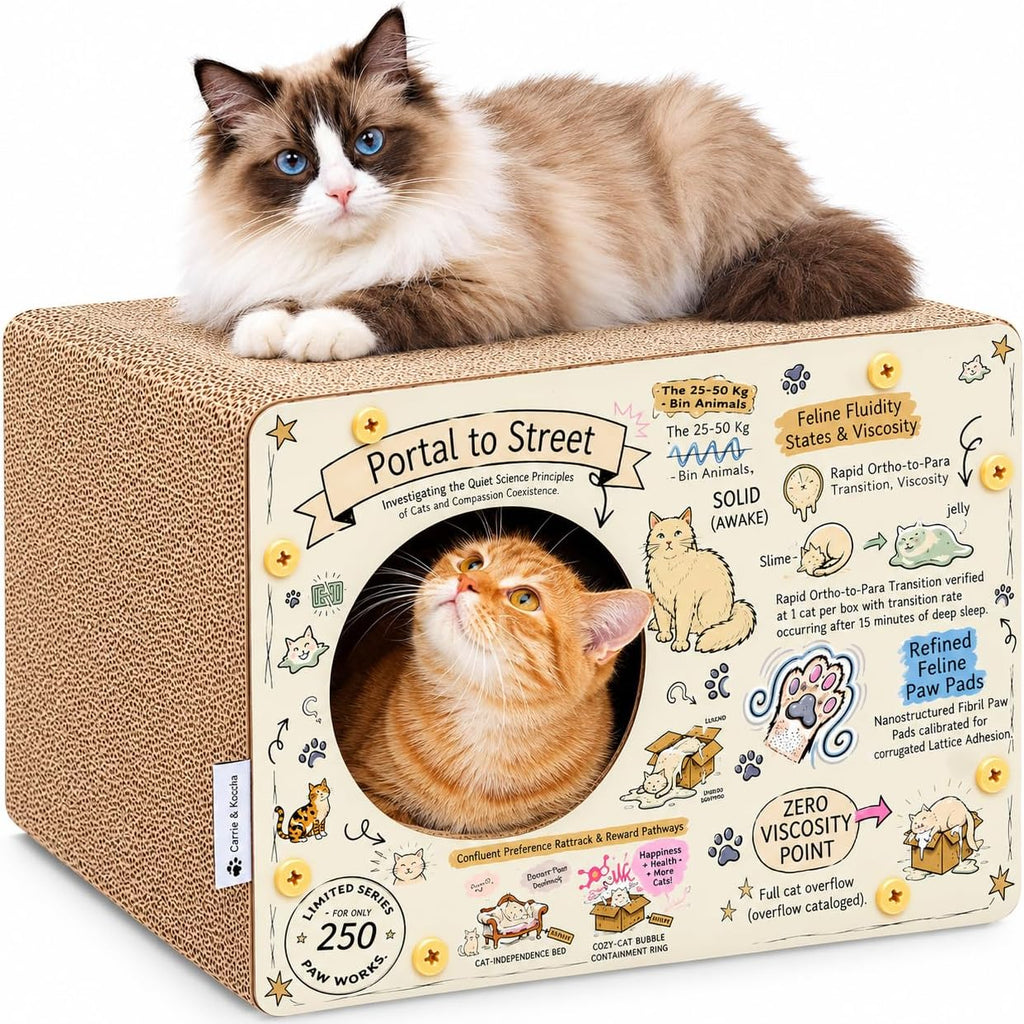 Carrie & Koccha Cardboard Cat Scratcher House for Indoor Cats - Science