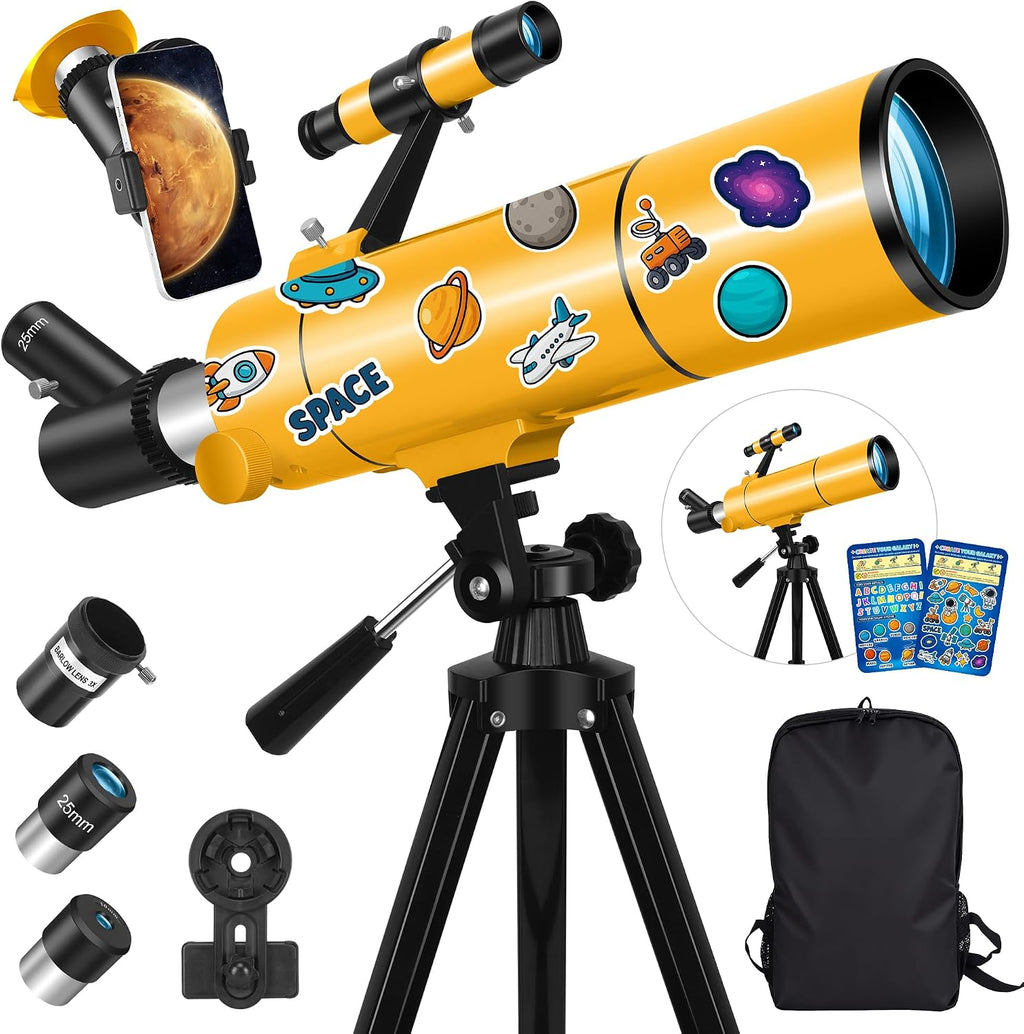 Telescope for Adults & Kids, 80mm Aperture 500mm Refractor | Portable Travel Telescopes