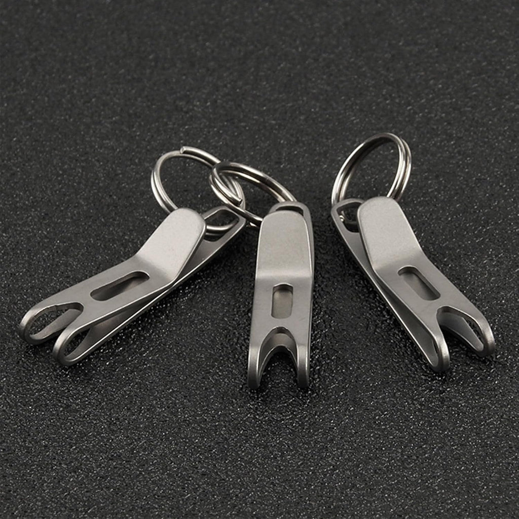 Mini Titanium Alloy Clasp with Key Ring, Pocket Suspension Clip | Outdoor Titanium EDC Carabiner, Gear Hanger Tool