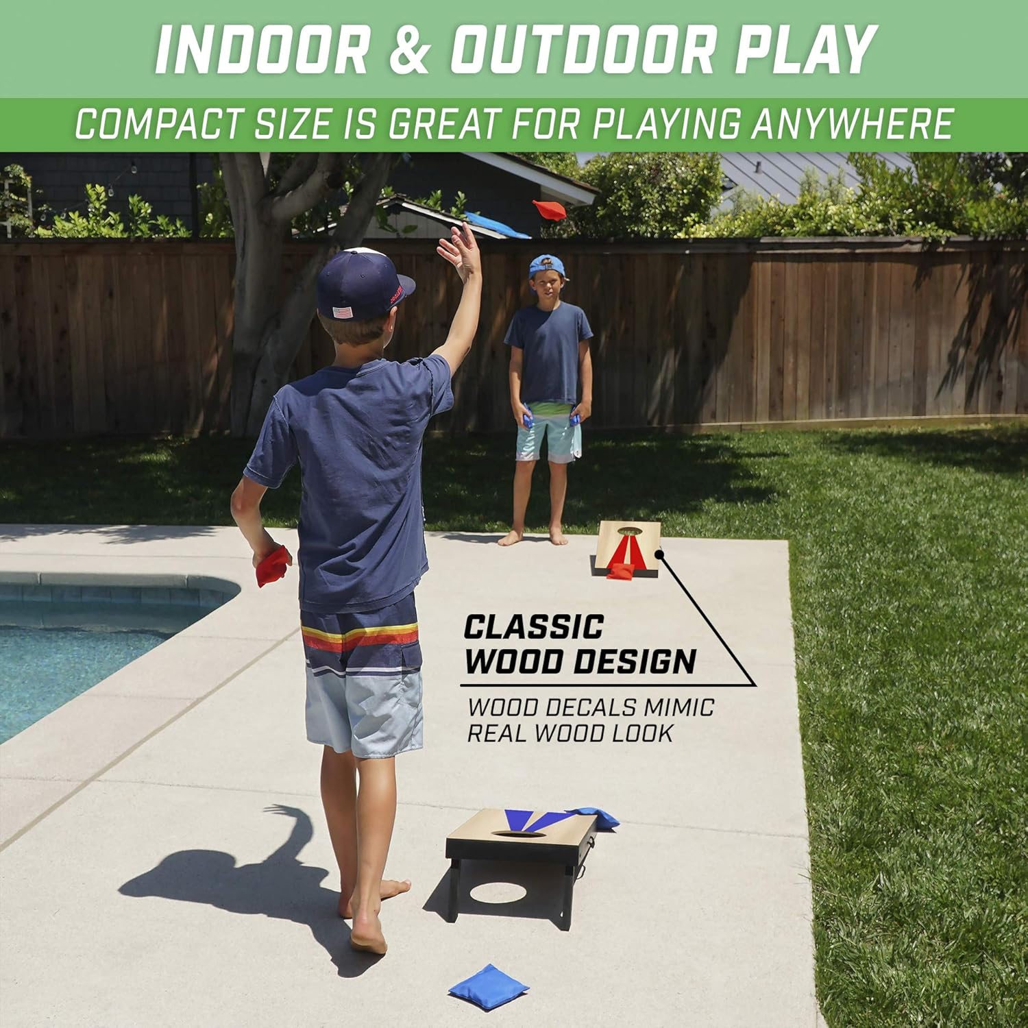 2 ft x 1 ft Portable Size Cornhole Set - Ready To Play with 6 Bean Bags and 2 Conrhole Boards - Great for Indoor