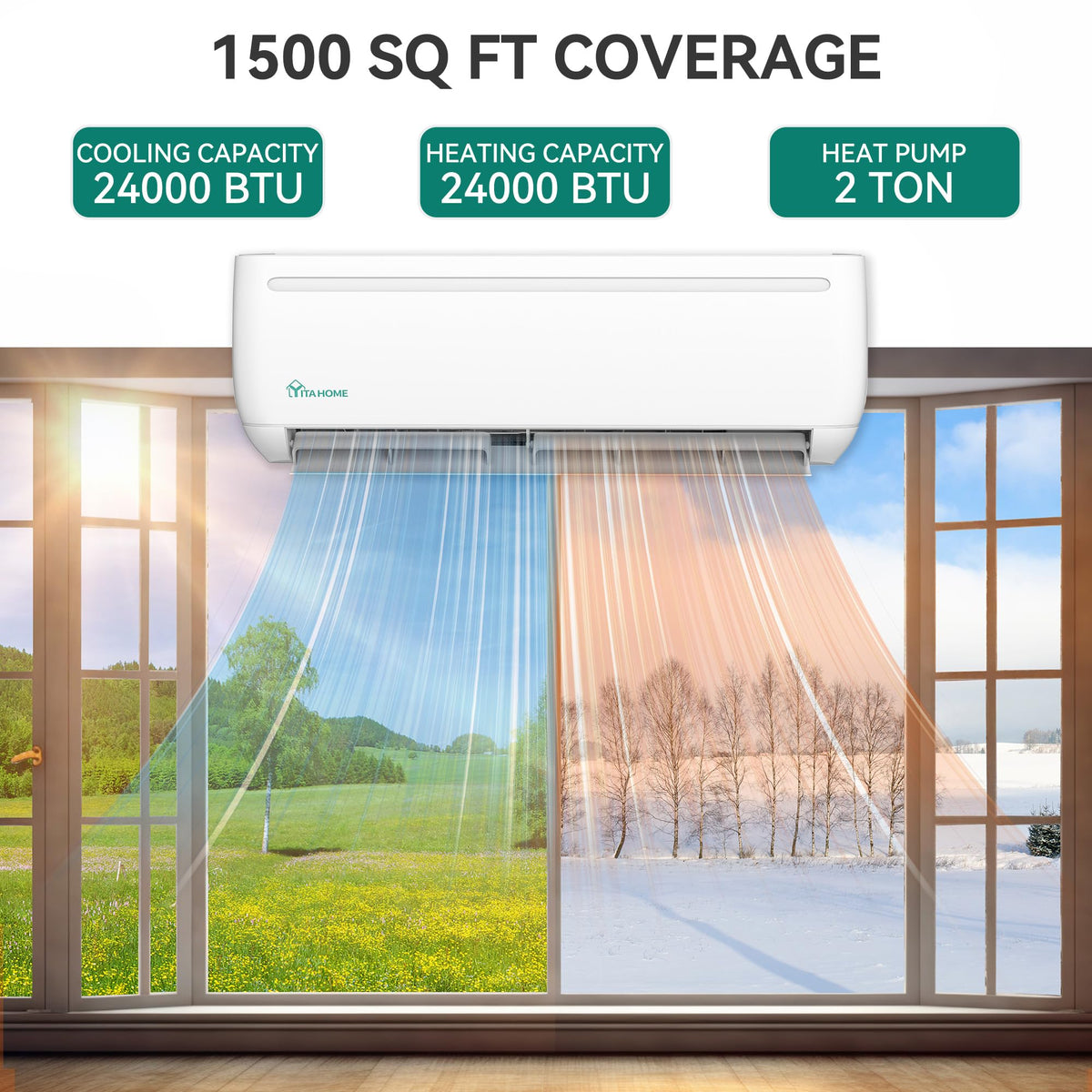 24000 BTU Mini Split AC/Heating System,Compatible with Alexa