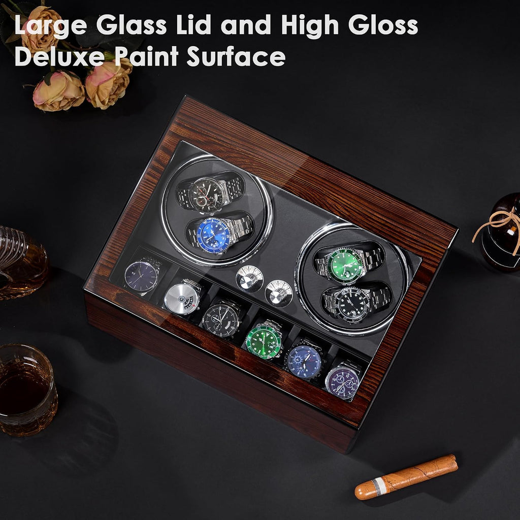 Watch Winders for Automatic Watches, Automatic Watch Winder Box | Watch Spinner with LED Light,4 Watch Winder with