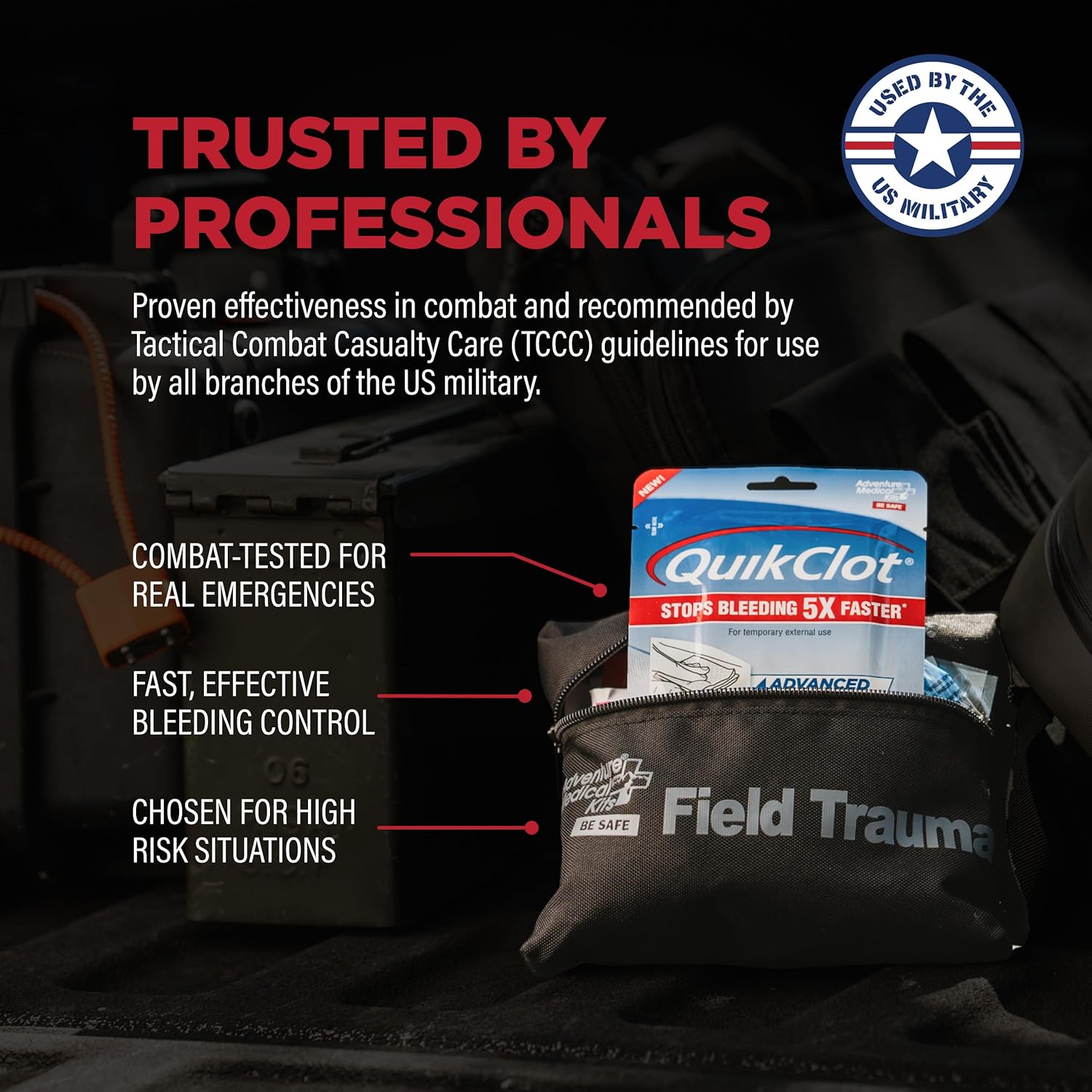 QuikClot Advanced Clotting Gauze - Stops Bleeding Up to 5X Faster Than Standard Gauze - Kaolin Hemostatic Dressing