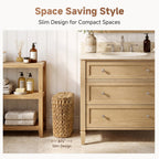 Wicker Bathroom Trash Cans with Removable Liner, Oval