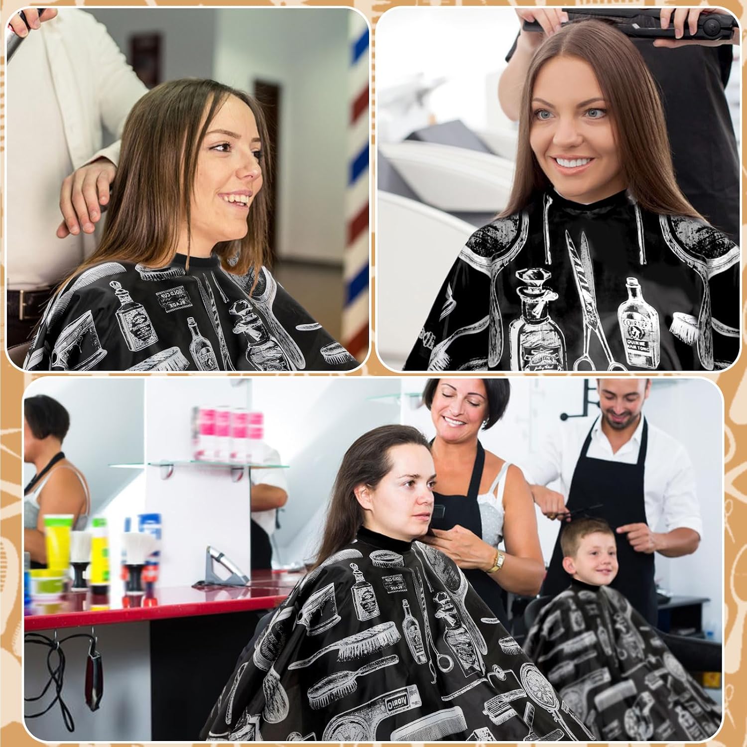 Hair Cutting Cape Kit,Professional Barber Cape with Duster Brush | Polyester Fabric, Adjustable Snap Closure, Kids