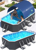 Foldable Pool with Canopy,Non Inflatable Pool,Large Foldable Swimming Pool for Adult Portable Pool,Large Collapsible
