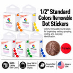 Removable Dot Stickers, 1/2 Inch, 5 Colors, 5,000 Total