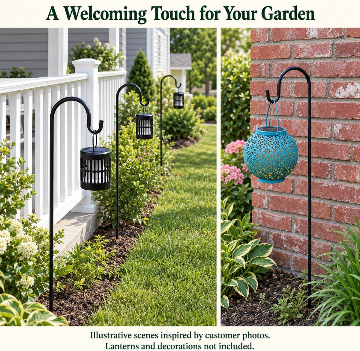 Bird Feeder Pole, 45 INCH Heavy Duty Shepherds Hooks for Outdoor with 5 Prong Base, Adjustable Stand Hanger for